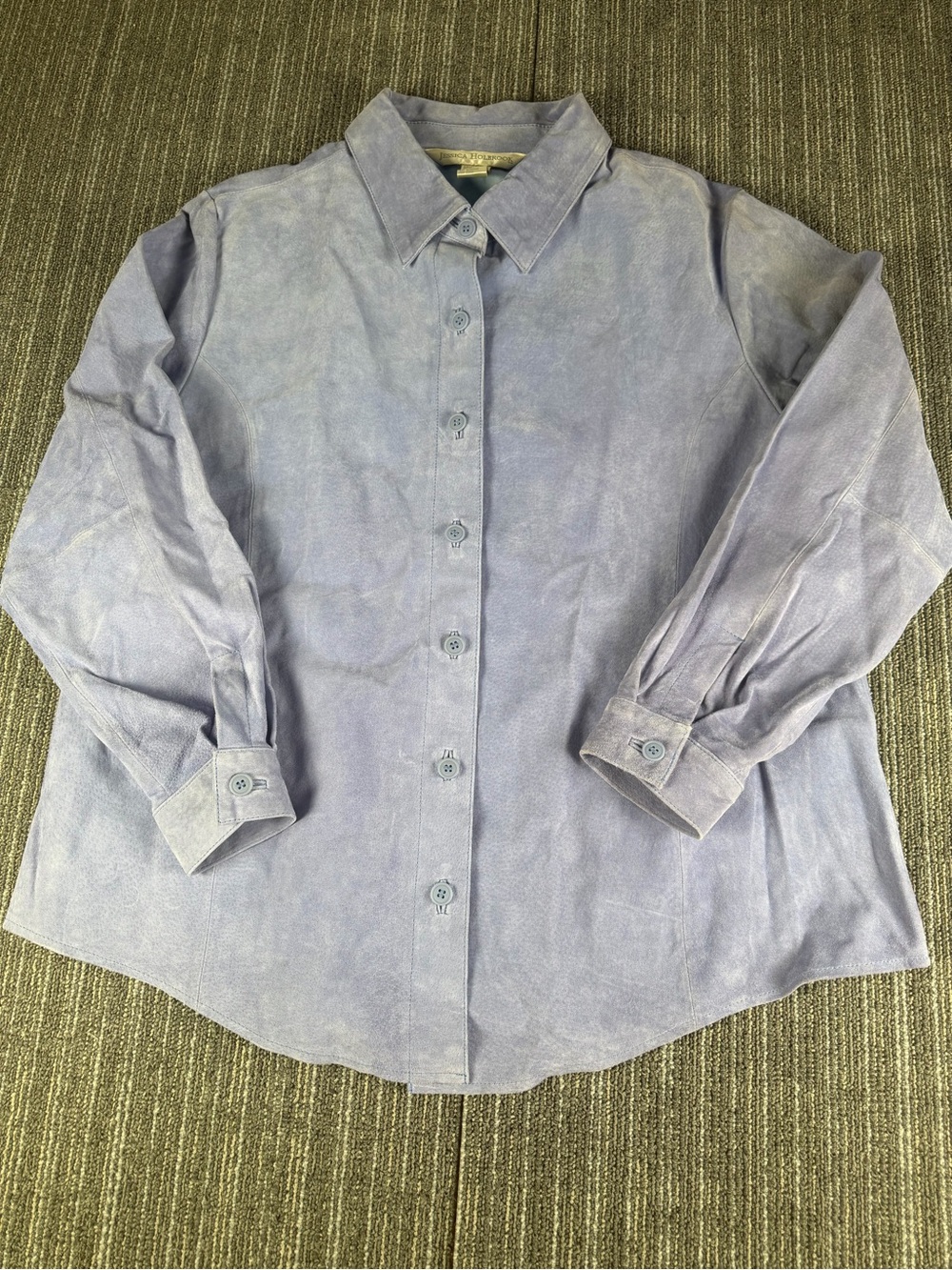 Vintage Jessica Holbrook Lavender Leather/Suede Button-Down Shirt/Jacket